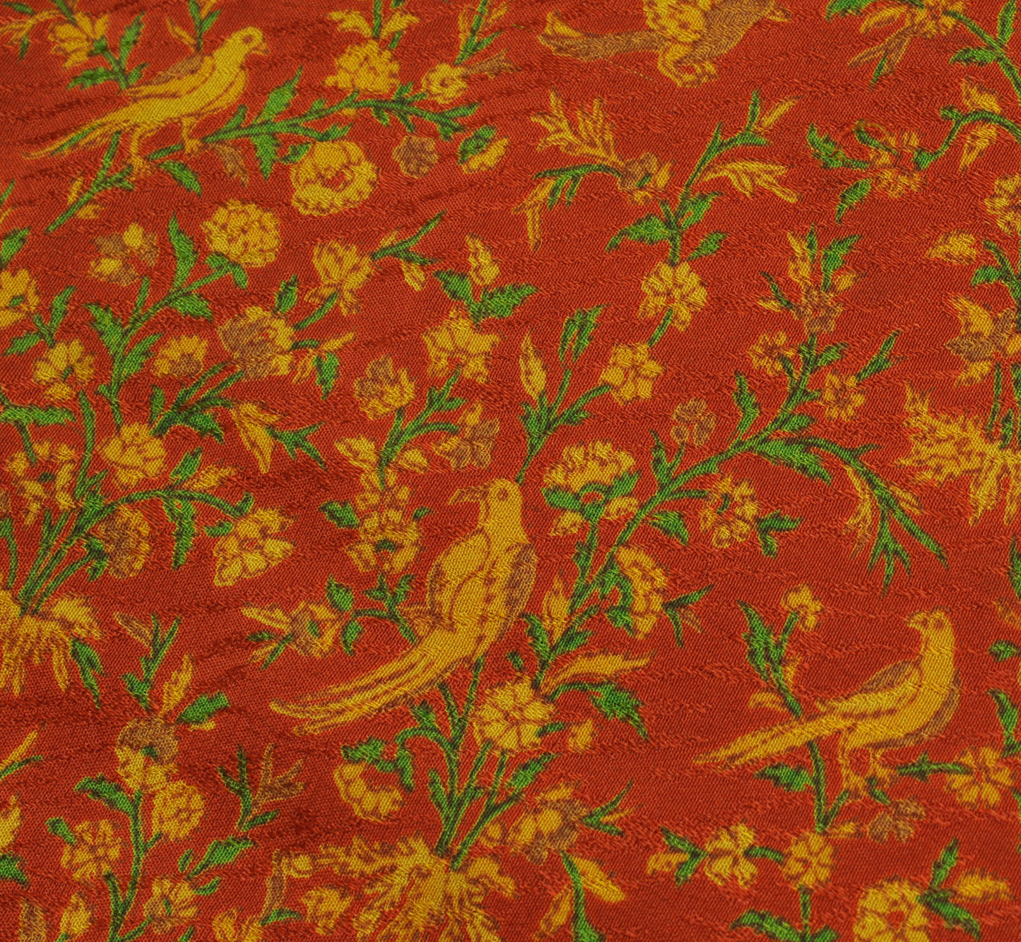 Sushila Vintage Rust Saree Pure Georgette Silk Printed Parrot Sari Craft Fabric