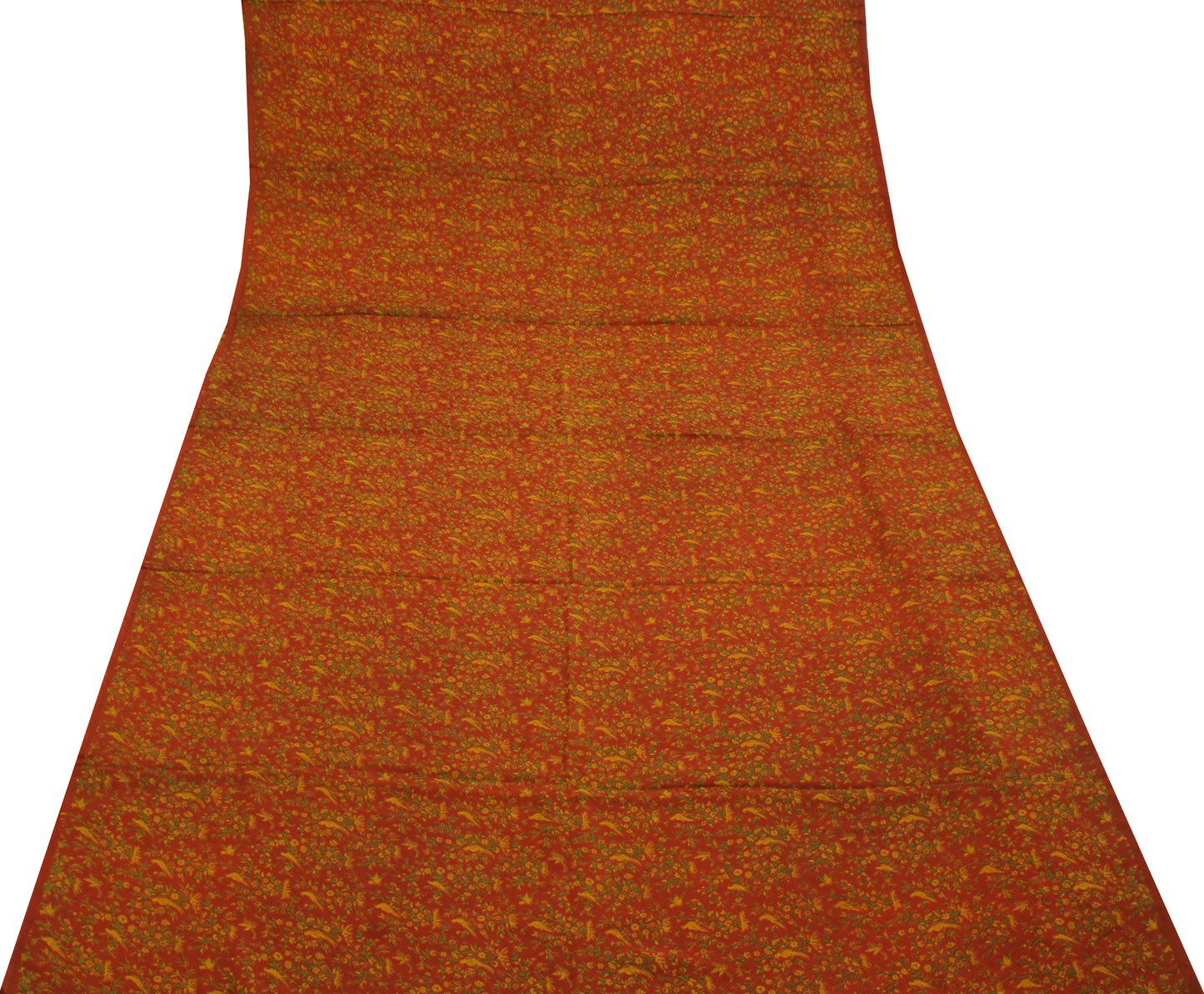 Sushila Vintage Rust Saree Pure Georgette Silk Printed Parrot Sari Craft Fabric
