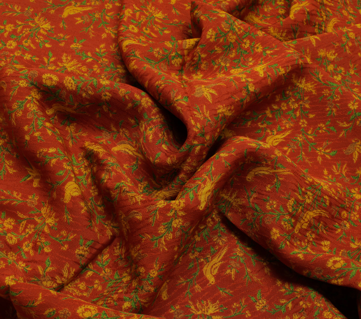 Sushila Vintage Rust Saree Pure Georgette Silk Printed Parrot Sari Craft Fabric