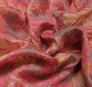 Sushila Vintage Pink Indian Saree 100% Pure Silk Printed Floral Sari Fabric