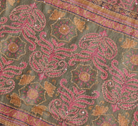 Sushila Vintage Pink Indian Saree 100% Pure Silk Printed Floral Sari Fabric