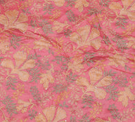 Sushila Vintage Pink Indian Saree 100% Pure Silk Printed Floral Sari Fabric