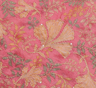 Sushila Vintage Pink Indian Saree 100% Pure Silk Printed Floral Sari Fabric