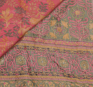 Sushila Vintage Pink Indian Saree 100% Pure Silk Printed Floral Sari Fabric