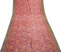 Sushila Vintage Pink Indian Saree 100% Pure Silk Printed Floral Sari Fabric