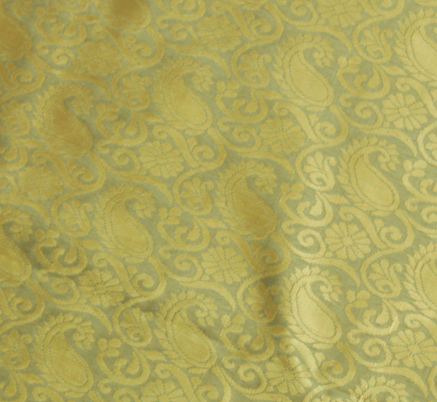 Sushila Vintage Green Indian Saree Blend Silk Woven Paisley Sari Craft Fabric