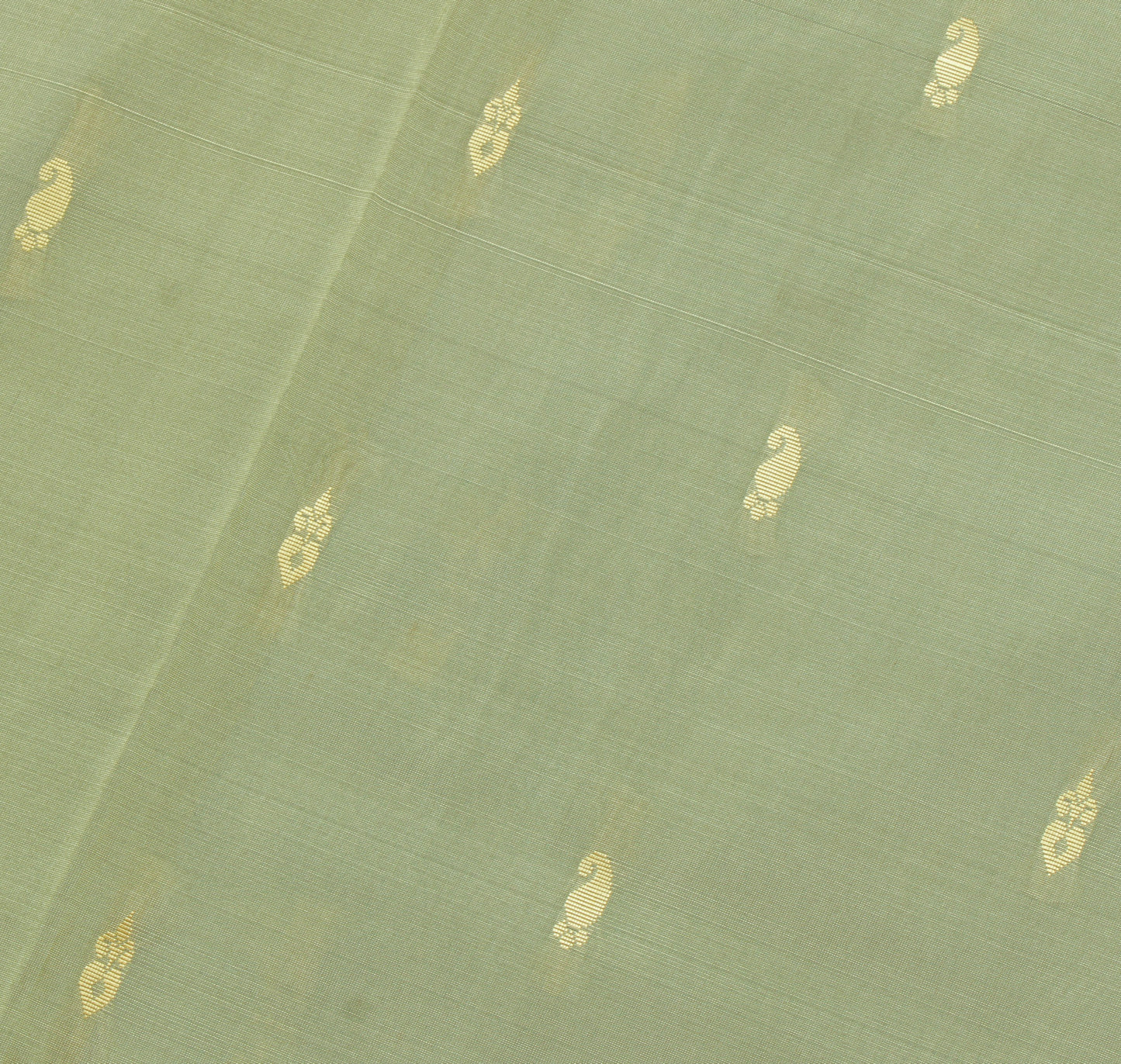 Sushila Vintage Green Indian Saree Blend Silk Woven Paisley Sari Craft Fabric