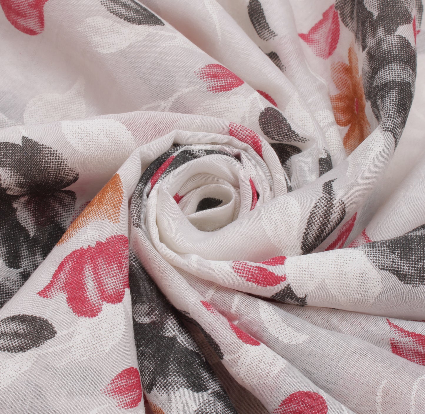 Sushila Vintage White Saree Blend Cotton Printed Floral Sari Craft 5 Yard Fabric