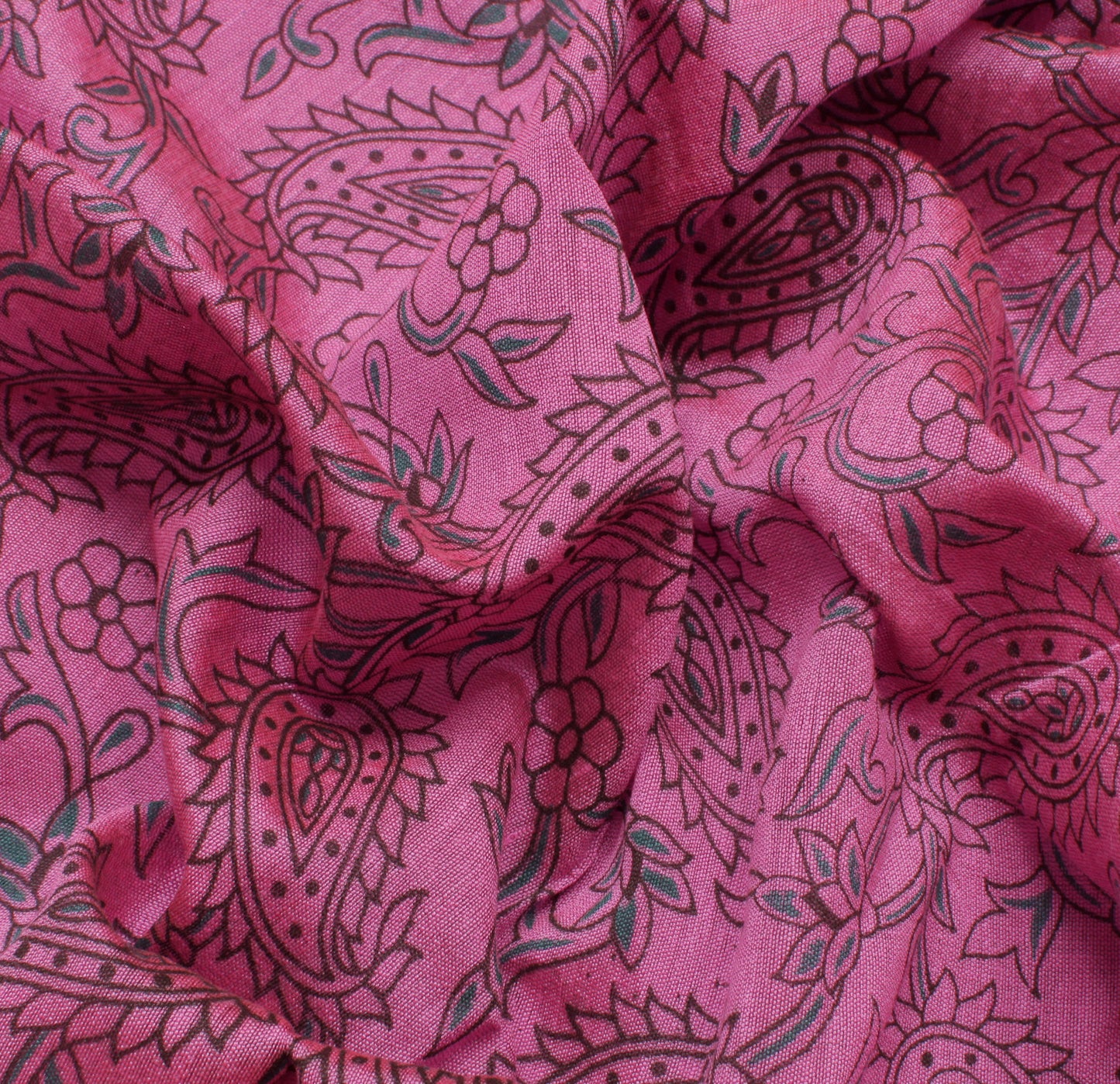 Sushila Vintage Pink Indian Saree Blend Silk Printed Paisley Sari Craft Fabric