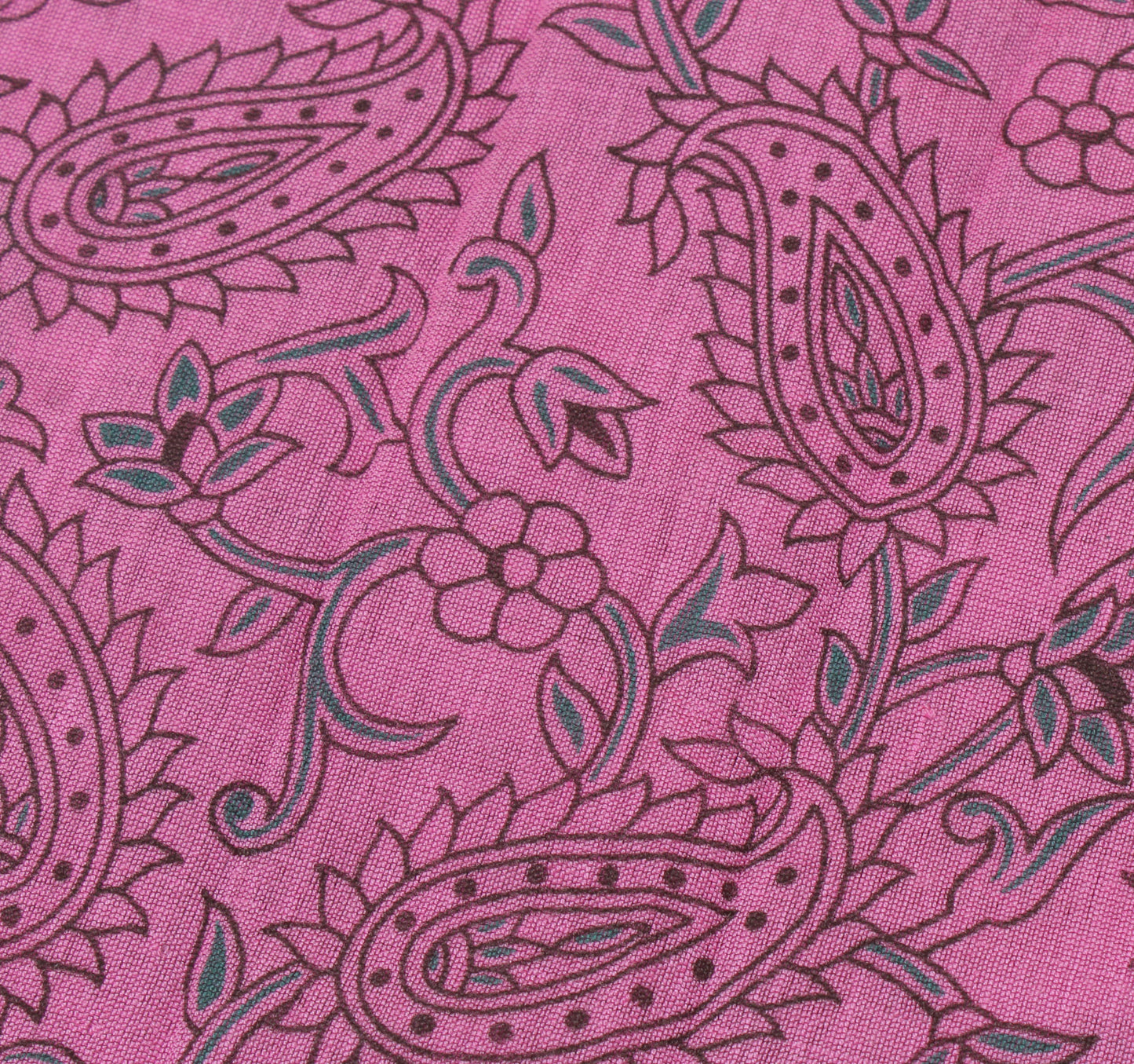 Sushila Vintage Pink Indian Saree Blend Silk Printed Paisley Sari Craft Fabric
