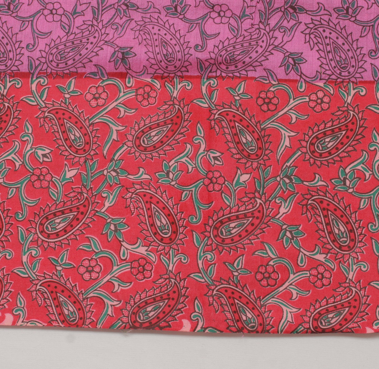 Sushila Vintage Pink Indian Saree Blend Silk Printed Paisley Sari Craft Fabric
