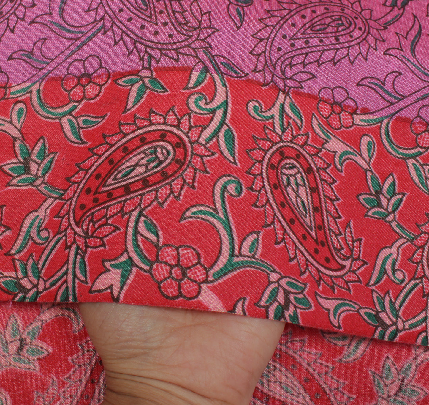 Sushila Vintage Pink Indian Saree Blend Silk Printed Paisley Sari Craft Fabric