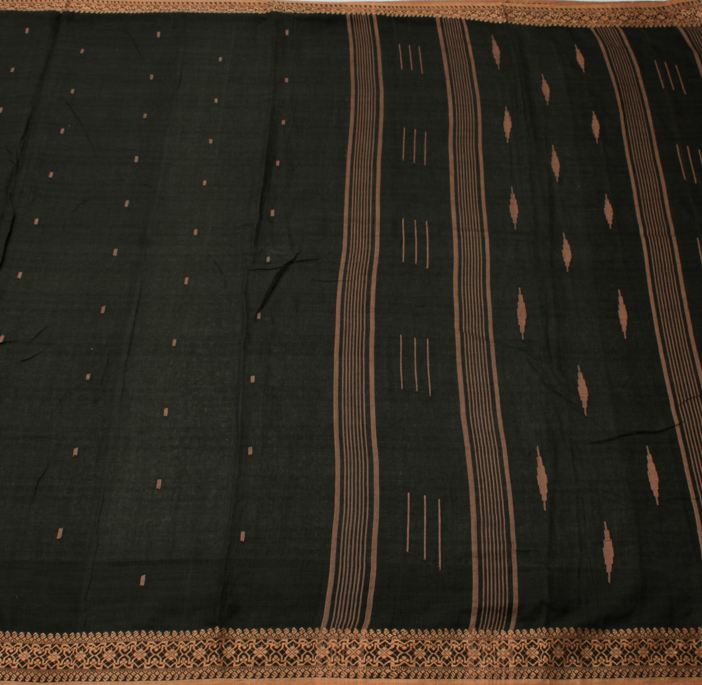Sushila Vintage Black Indian Saree Pure Cotton Woven Sari Craft Sari Fabric