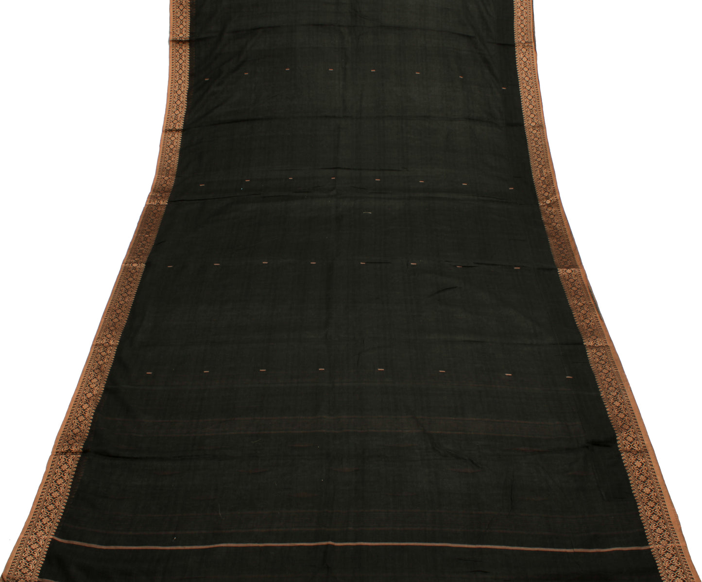 Sushila Vintage Black Indian Saree Pure Cotton Woven Sari Craft Sari Fabric