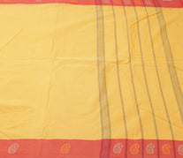 Sushila Vintage Yellow Indian Saree Pure Cotton Printed Sari Craft 5 Yard Fabric