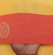 Sushila Vintage Yellow Indian Saree Pure Cotton Printed Sari Craft 5 Yard Fabric