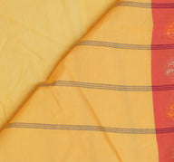 Sushila Vintage Yellow Indian Saree Pure Cotton Printed Sari Craft 5 Yard Fabric