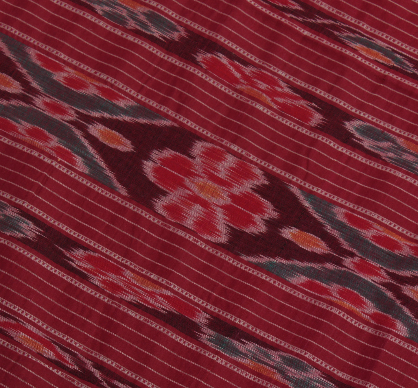 Sushila Vintage Indian Sari Pure Cotton Hand Woven Ikat Patola Sari Craft Fabric