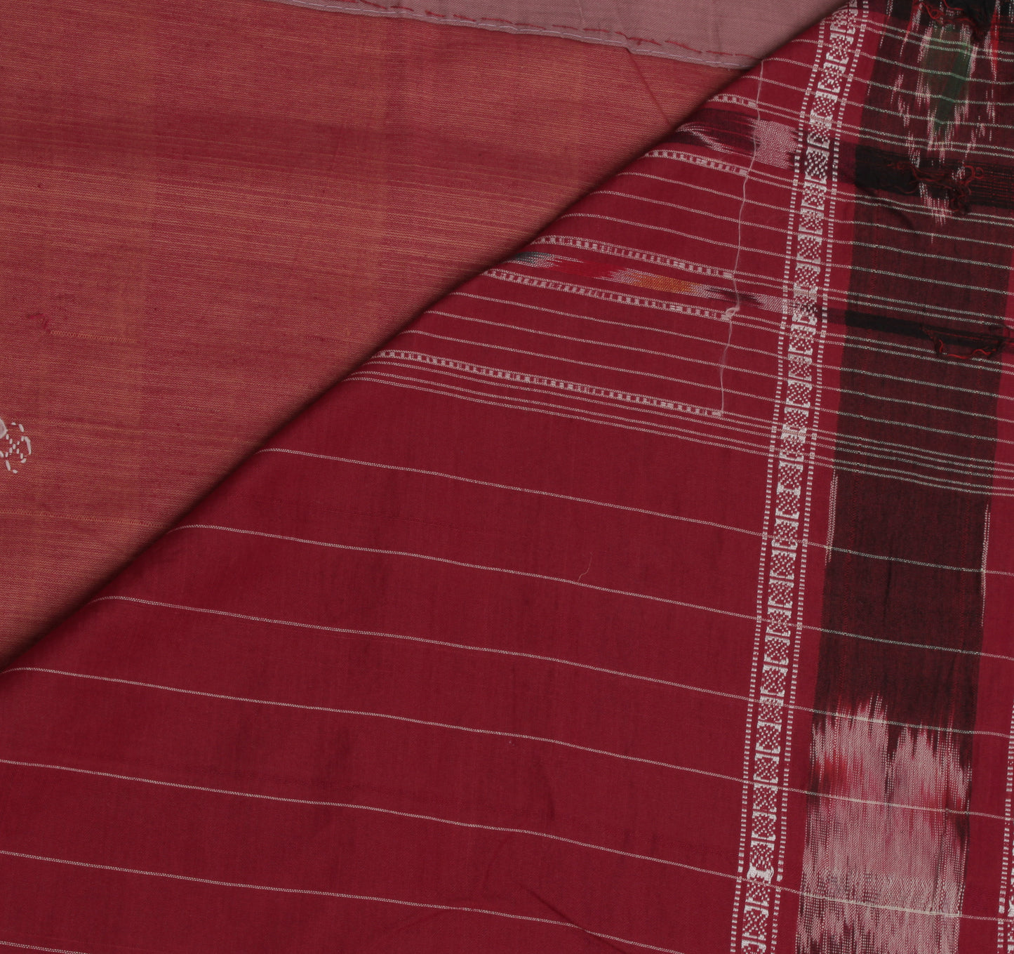 Sushila Vintage Indian Sari Pure Cotton Hand Woven Ikat Patola Sari Craft Fabric