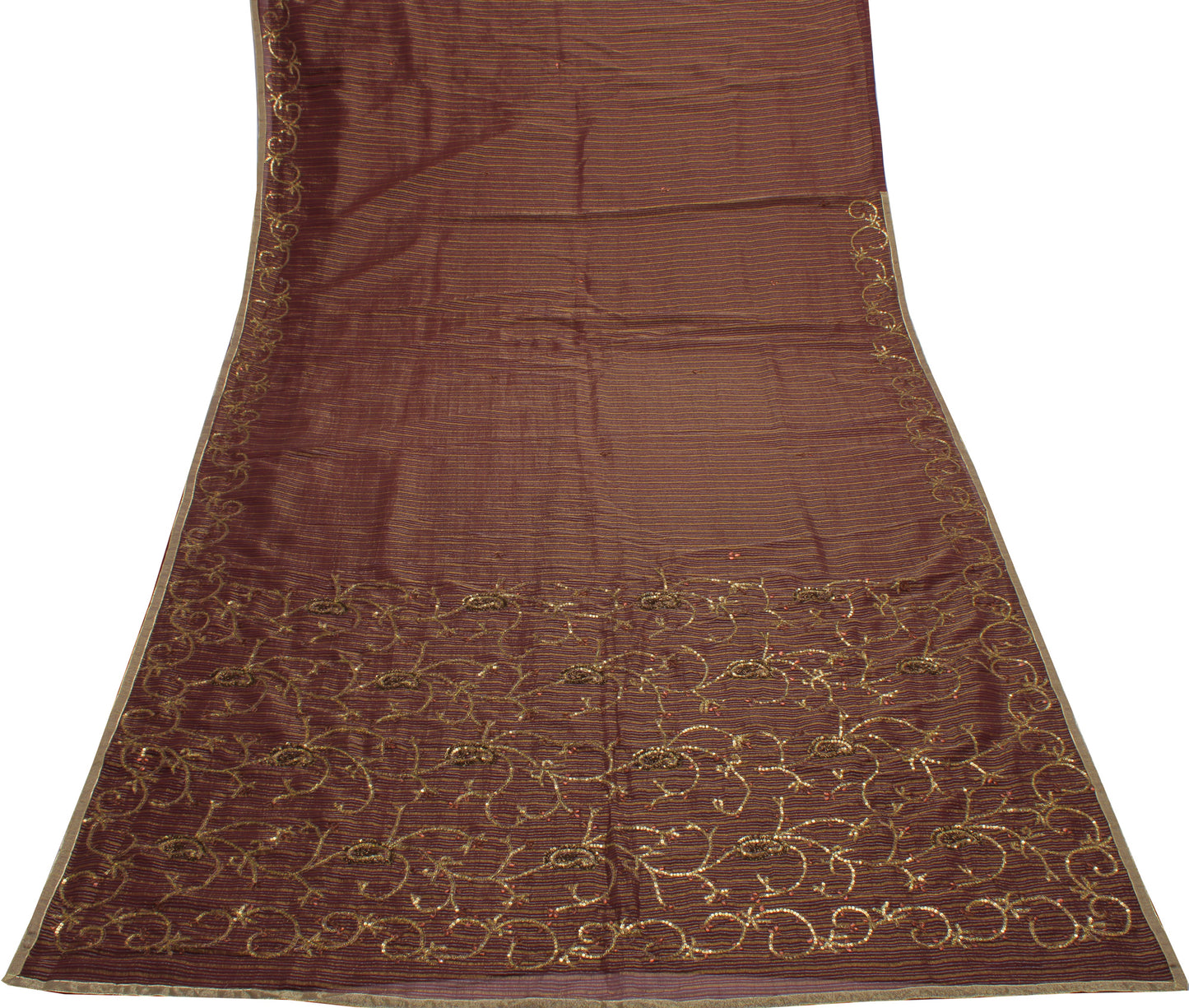 Sushila Vintage Indian Saree Blend Georgette Silk Woven Floral Sari Craft Fabric