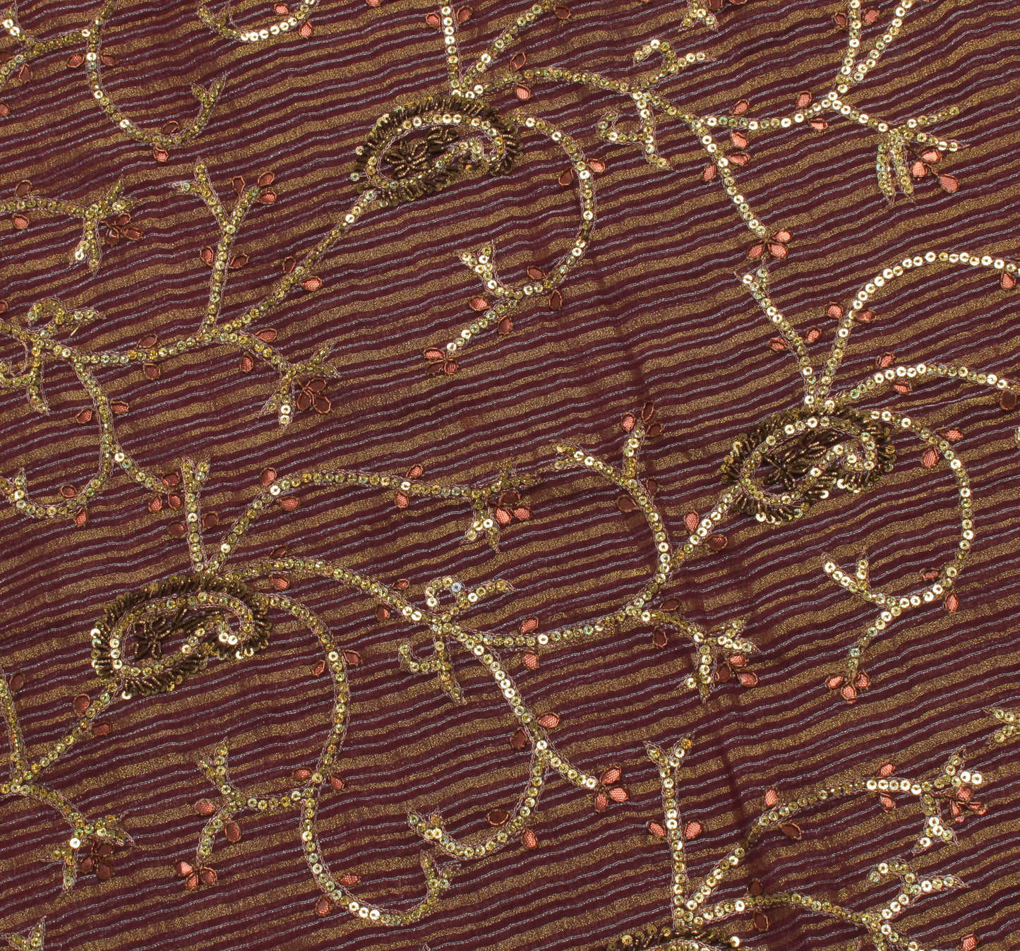 Sushila Vintage Indian Saree Blend Georgette Silk Woven Floral Sari Craft Fabric