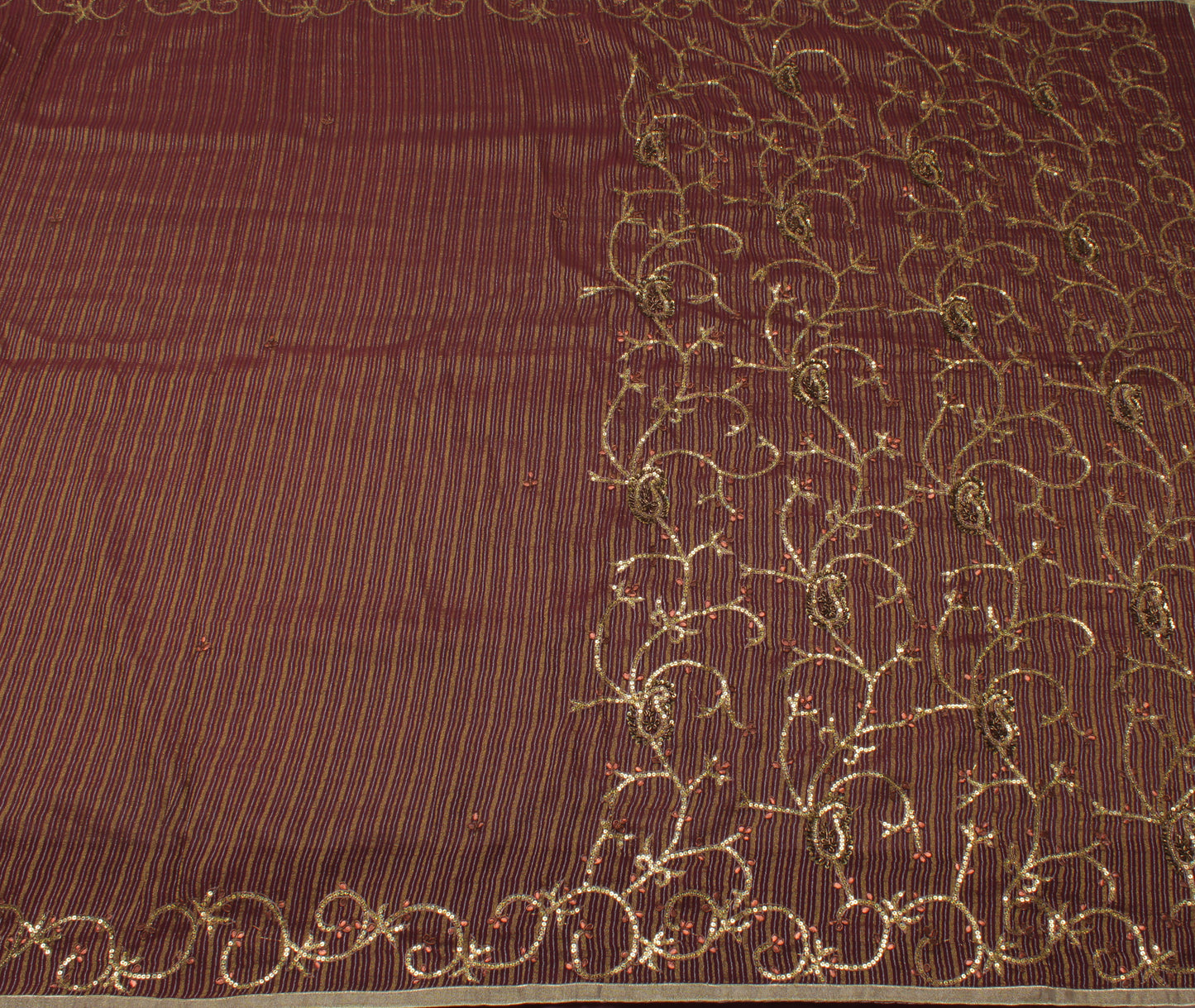 Sushila Vintage Indian Saree Blend Georgette Silk Woven Floral Sari Craft Fabric