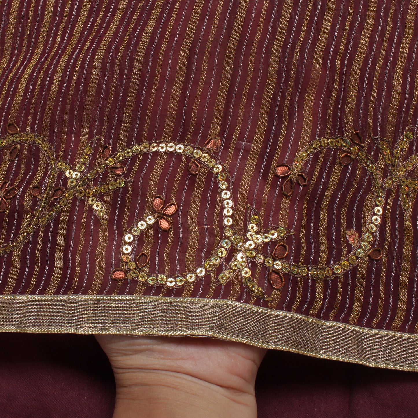Sushila Vintage Indian Saree Blend Georgette Silk Woven Floral Sari Craft Fabric