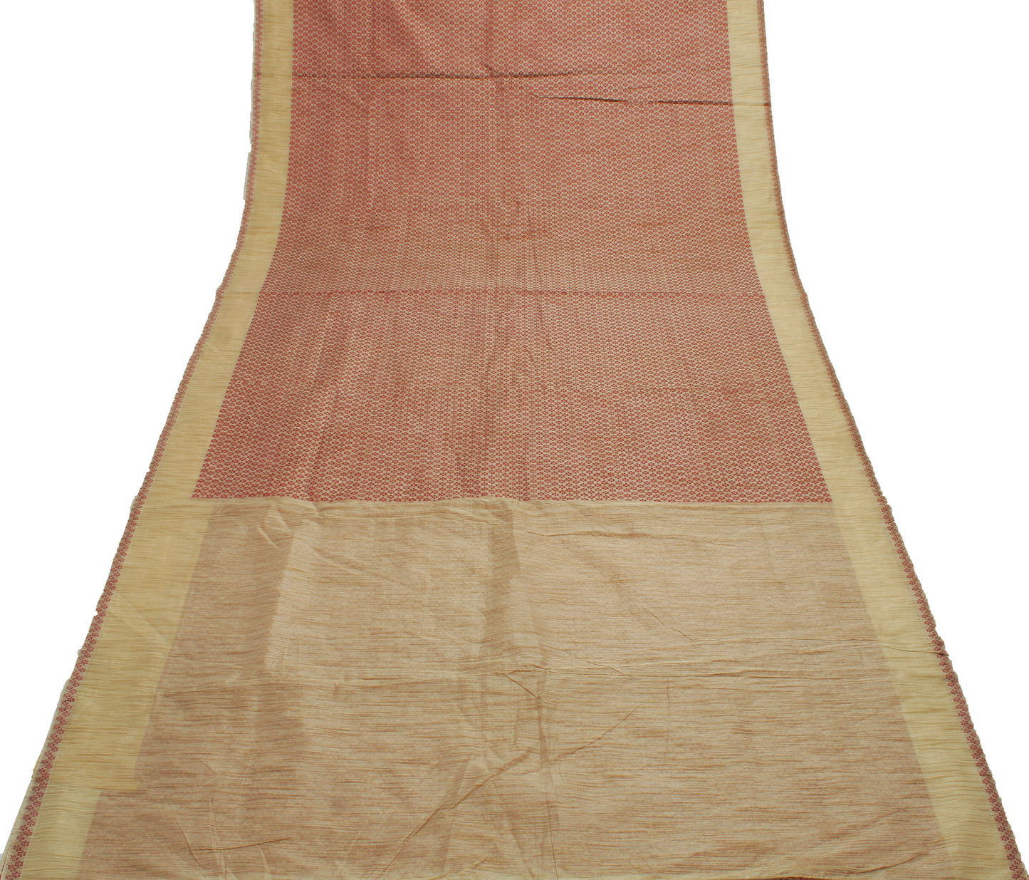 Sushila Vintage Indian Saree Blend Cotton Woven Floral Sari Craft 5 Yard Fabric