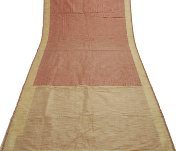 Sushila Vintage Indian Saree Blend Cotton Woven Floral Sari Craft 5 Yard Fabric