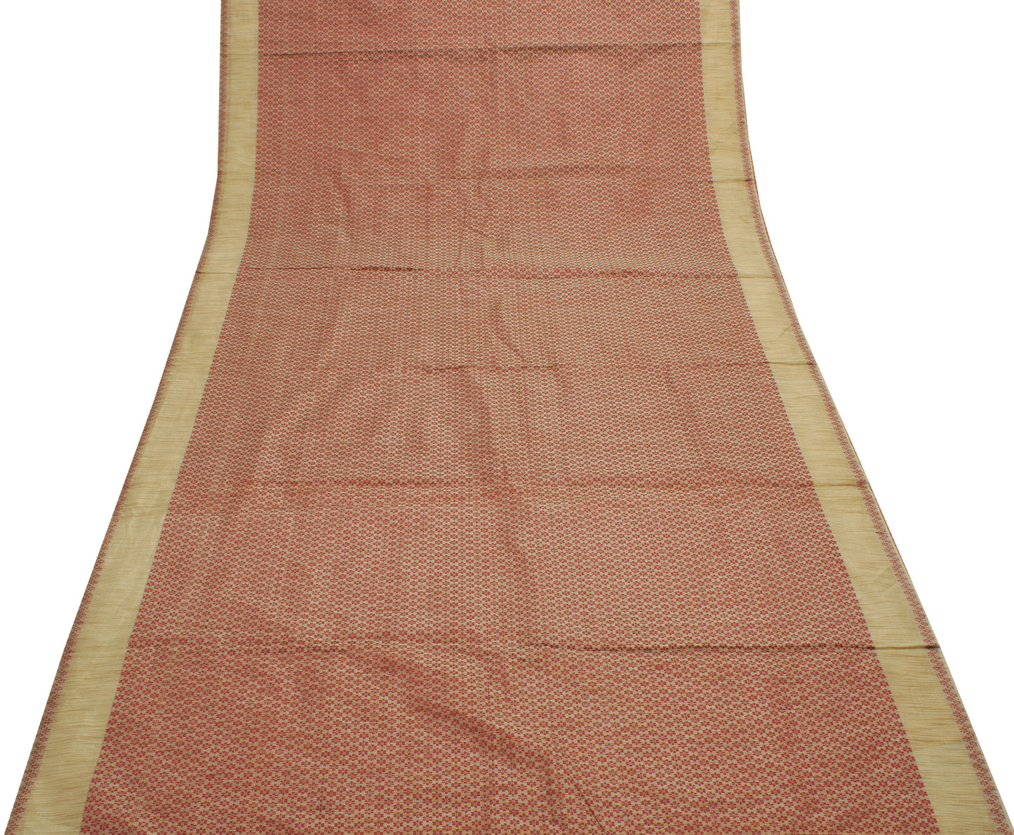 Sushila Vintage Indian Saree Blend Cotton Woven Floral Sari Craft 5 Yard Fabric