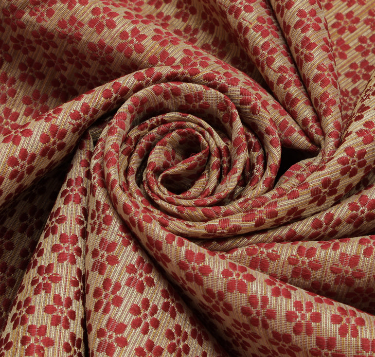 Sushila Vintage Indian Saree Blend Cotton Woven Floral Sari Craft 5 Yard Fabric