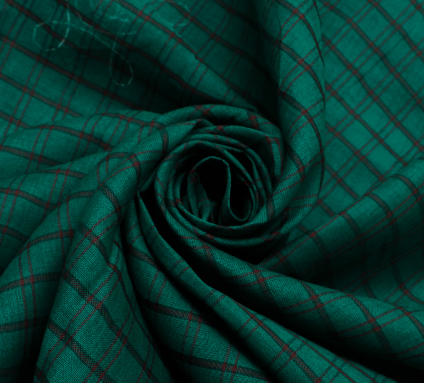 Sushila Vintage Teal Green Saree Blend Cotton Woven Check Sari Craft Fabric