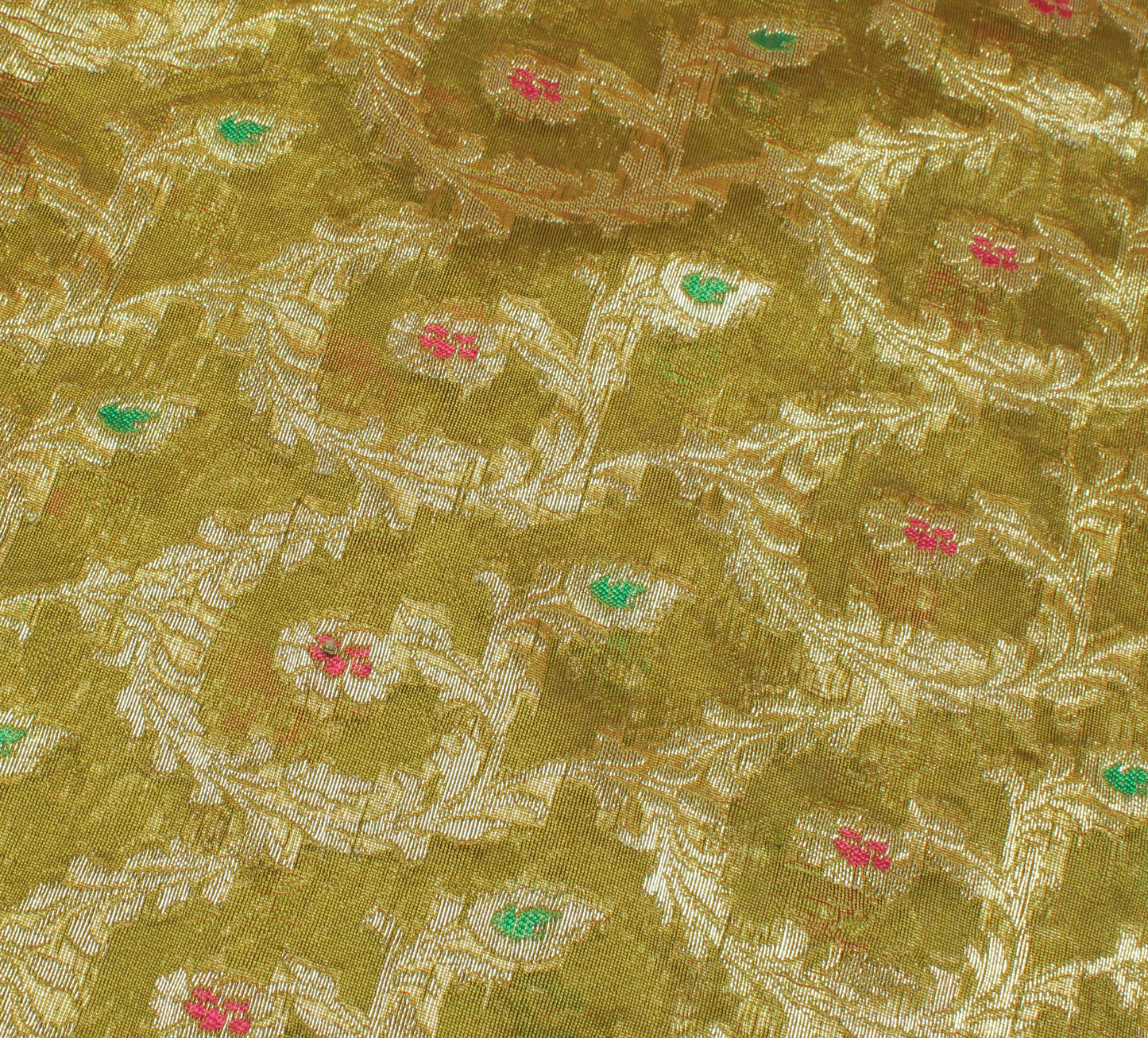 Sushila Vintage Green Indian Saree Blend Silk Floral Floral Sari Craft Fabric