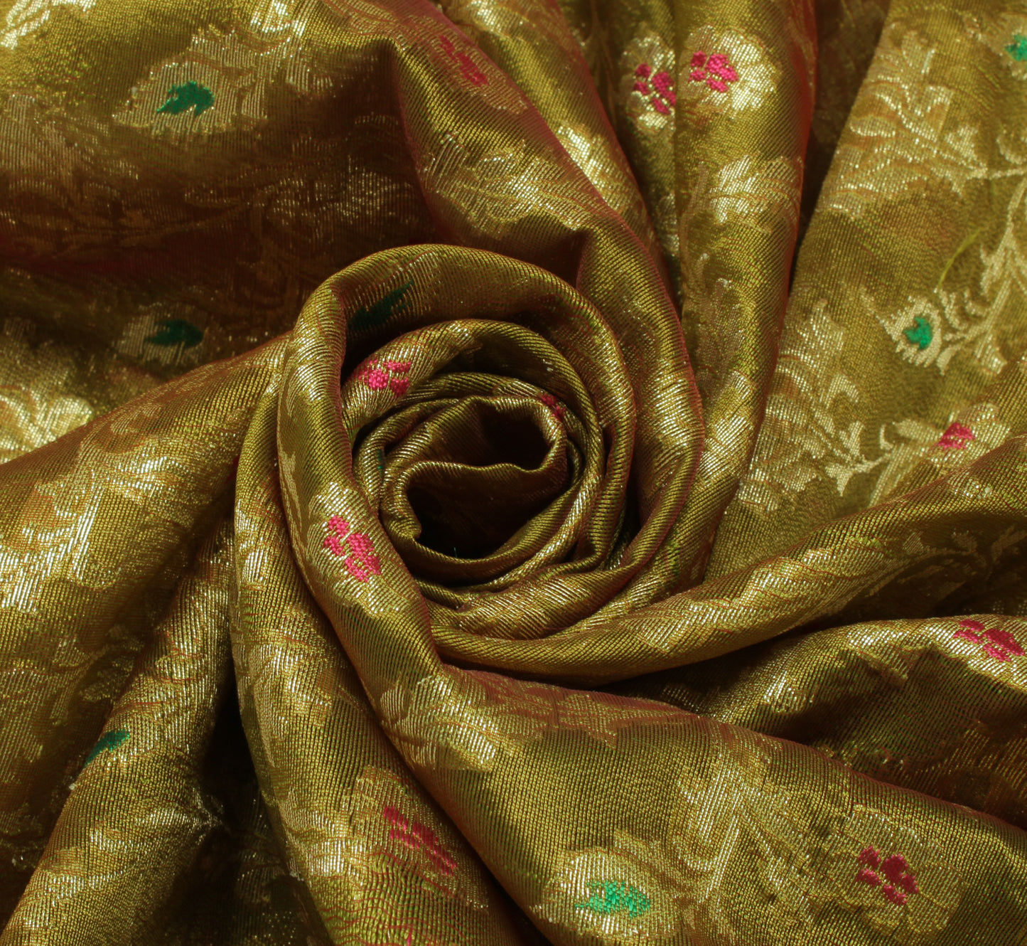 Sushila Vintage Green Indian Saree Blend Silk Floral Floral Sari Craft Fabric