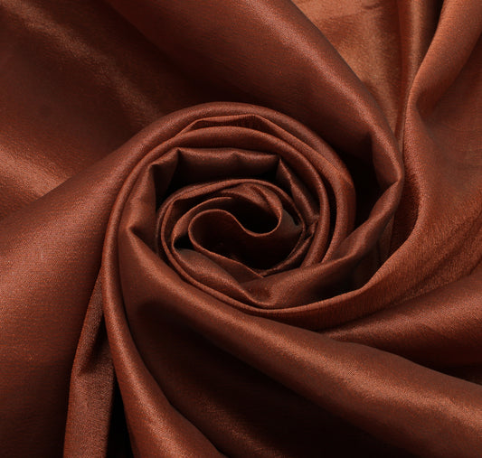 Sushila Vintage Brown Saree Blend Silk Hand Beaded & Woven Floral Sari Fabric