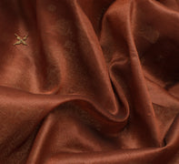 Sushila Vintage Brown Saree Blend Silk Hand Beaded & Woven Floral Sari Fabric