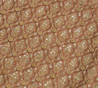 Sushila Vintage Brown Saree Blend Silk Hand Beaded & Woven Floral Sari Fabric