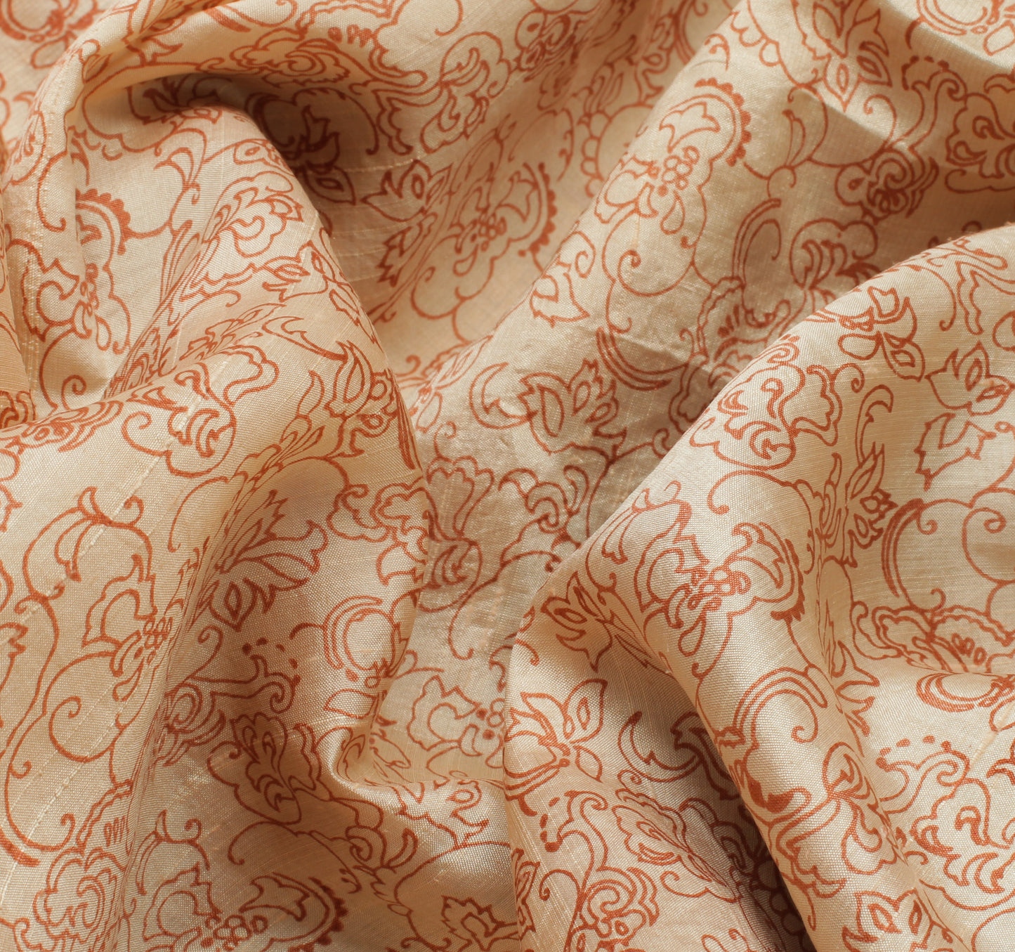 Sushila Vintage Cream Saree 100% Pure Silk Printed Floral Sari Craft 6 YD Fabric