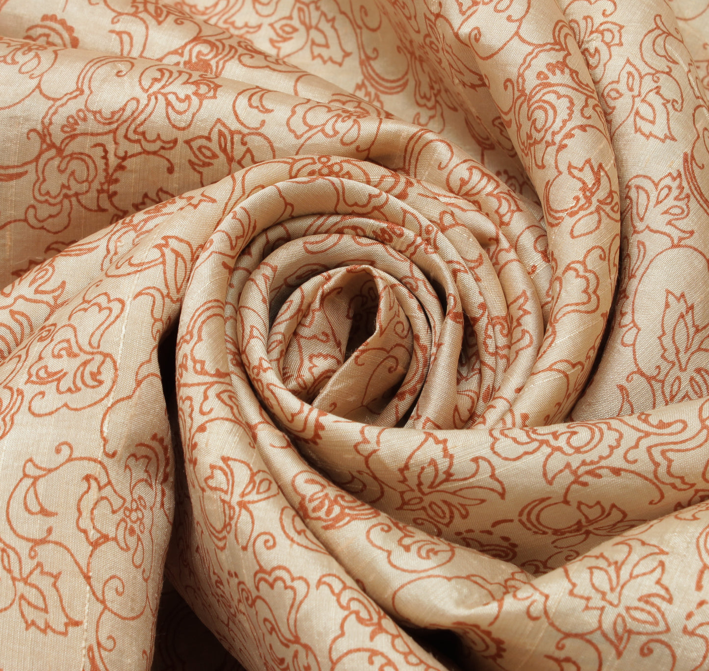 Sushila Vintage Cream Saree 100% Pure Silk Printed Floral Sari Craft 6 YD Fabric