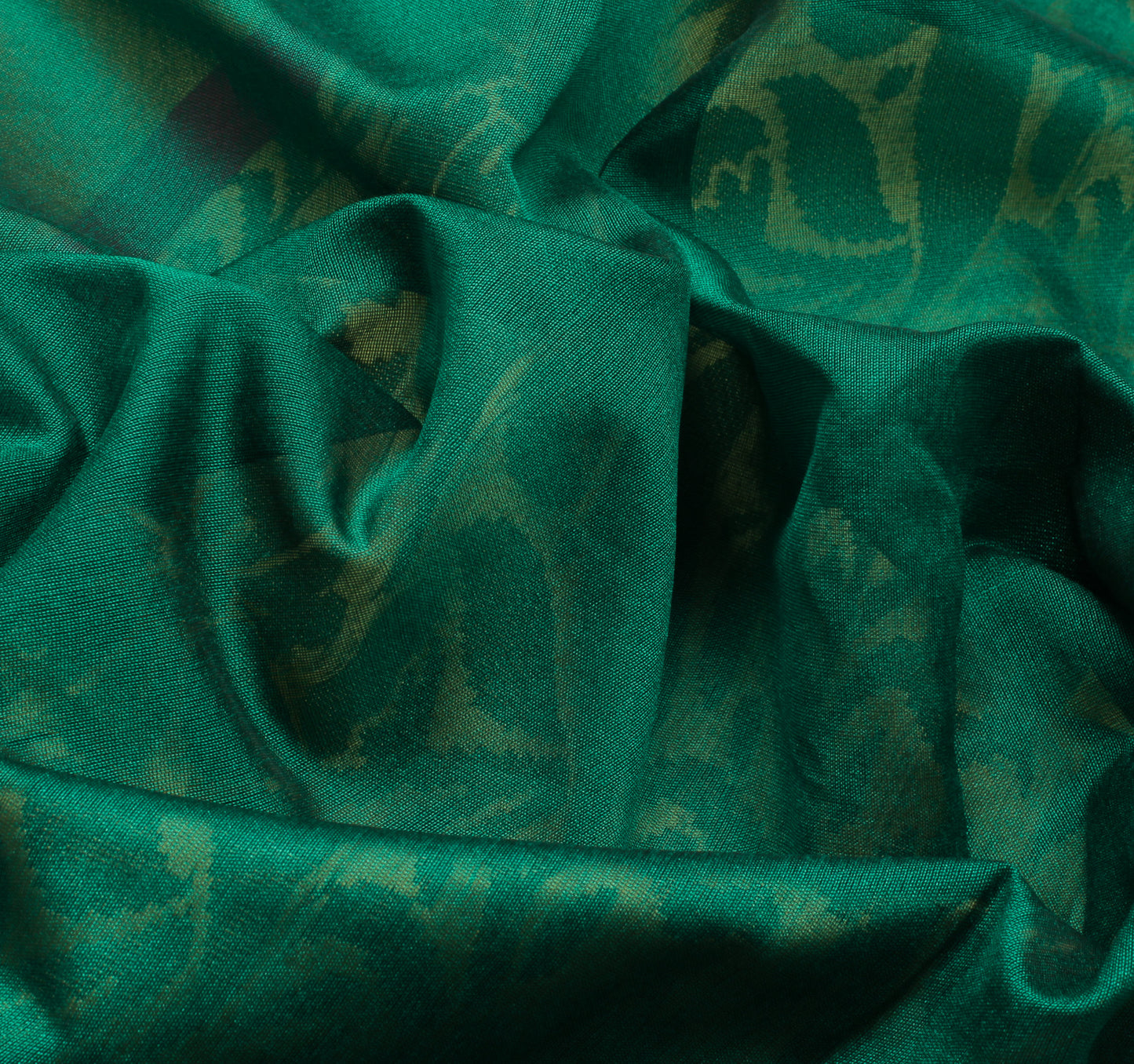 Sushila Vintage Green Saree Blend Silk All Over Woven Floral Sari Craft Fabric