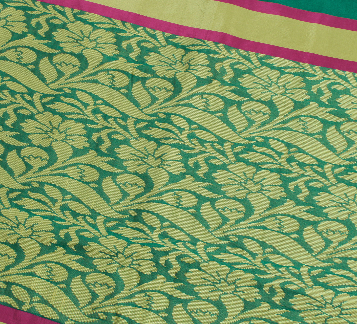 Sushila Vintage Green Saree Blend Silk All Over Woven Floral Sari Craft Fabric