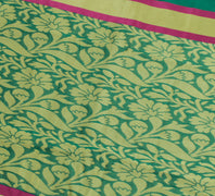 Sushila Vintage Green Saree Blend Silk All Over Woven Floral Sari Craft Fabric