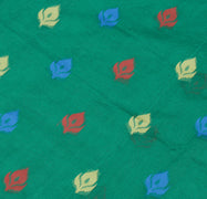 Sushila Vintage Green Saree Blend Silk All Over Woven Floral Sari Craft Fabric