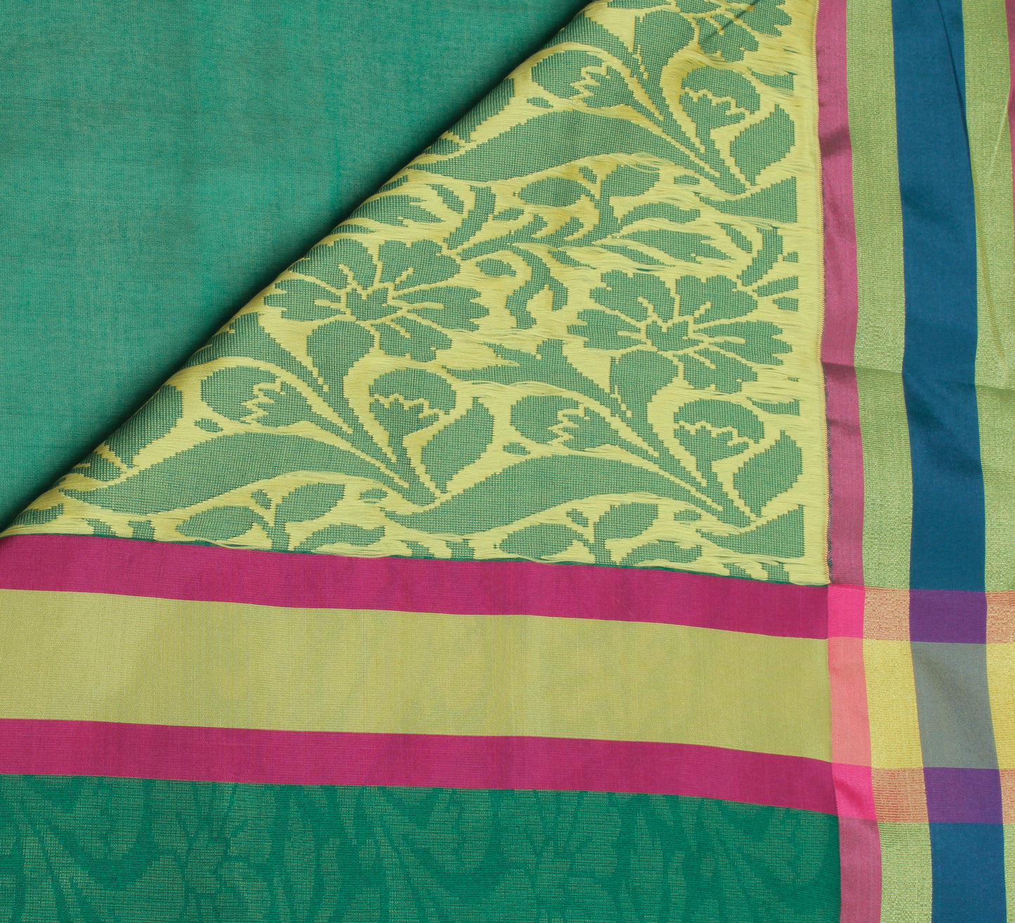 Sushila Vintage Green Saree Blend Silk All Over Woven Floral Sari Craft Fabric