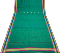 Sushila Vintage Green Saree Blend Silk All Over Woven Floral Sari Craft Fabric