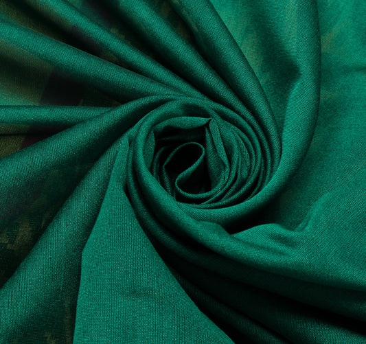 Sushila Vintage Green Saree Blend Silk All Over Woven Floral Sari Craft Fabric