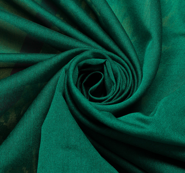 Sushila Vintage Green Saree Blend Silk All Over Woven Floral Sari Craft Fabric