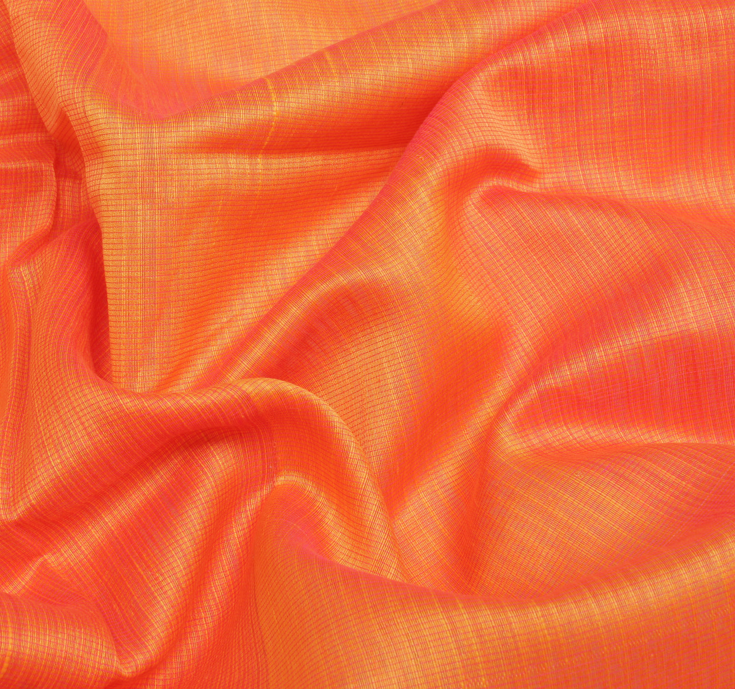 Sushila Vintage Orange Saree 100% Pure Cotton Embroidered Floral Sari Fabric