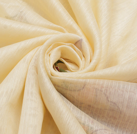 Sushila Vintage Cream Indian Saree 100% Pure Cotton Printed Sari Craft Fabric