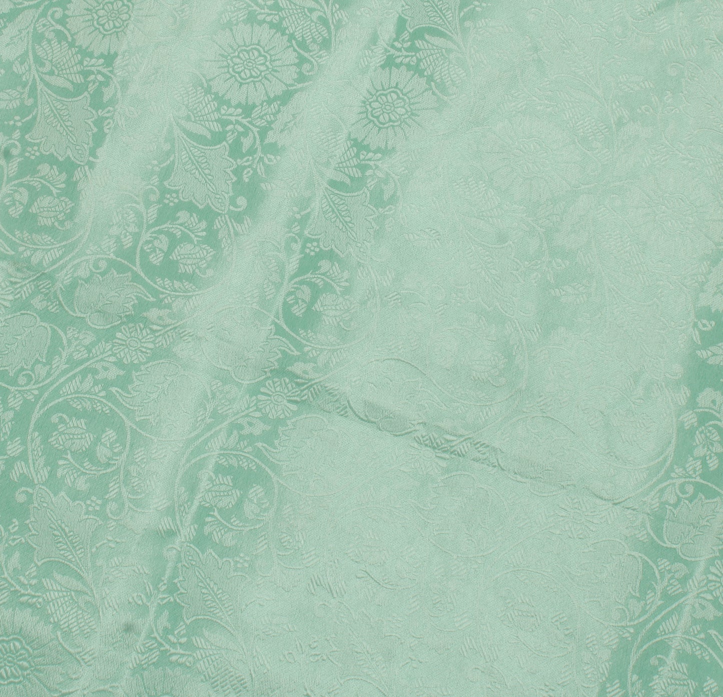 Sushila Vintage Green Saree Blend Tissue Silk Woven Floral Sari Craft Fabric